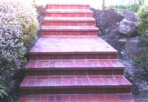 brick steps, paving, red brick steps